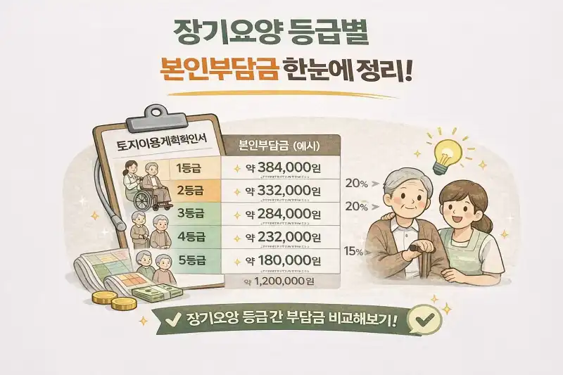 장기요양 등급별 본인부담금 한눈에 정리!