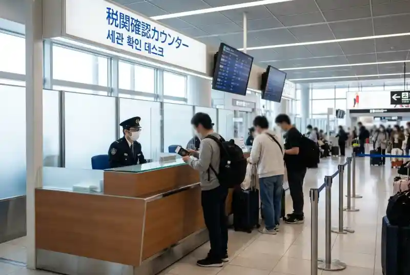 공항 출국장 세관 확인 데스크