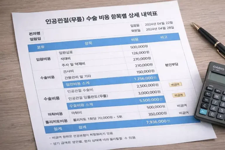 인공관절 수술비용 실비청구 가능할까요