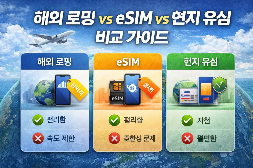 해외 로밍 vs eSIM vs 현지 유심 비교 가이드