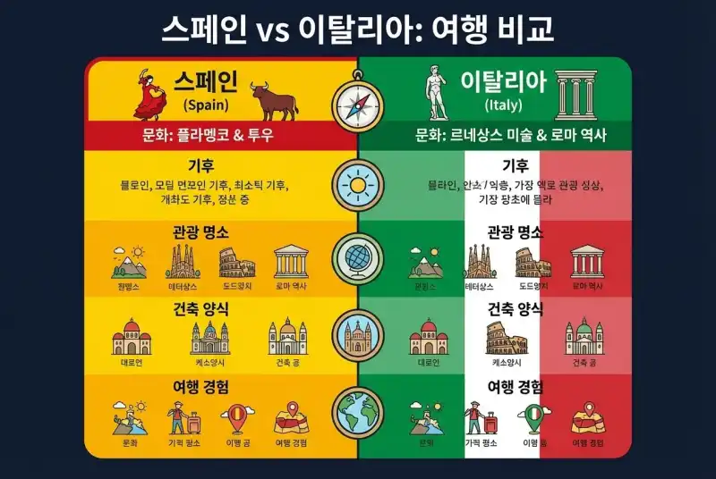 스페인 이탈리아 여행 만족도 비교