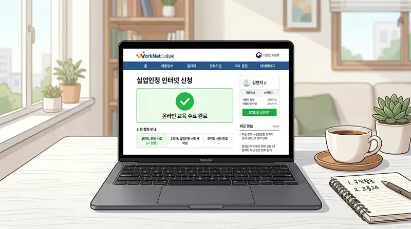 고용24 온라인 교육 수료 화면