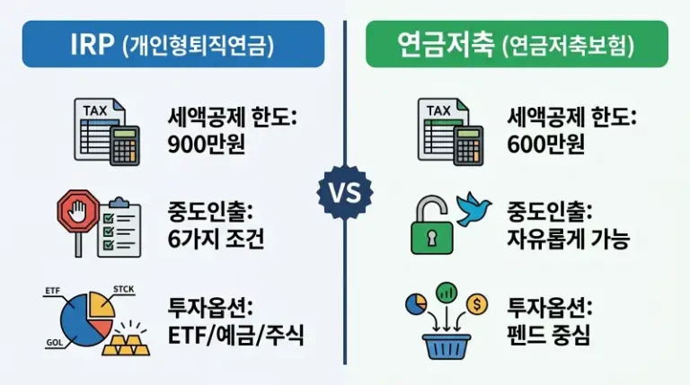 IRP vs 연금저축 양측 비교 인포그래픽