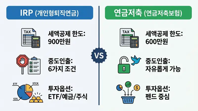 IRP vs 연금저축 양측 비교 인포그래픽
