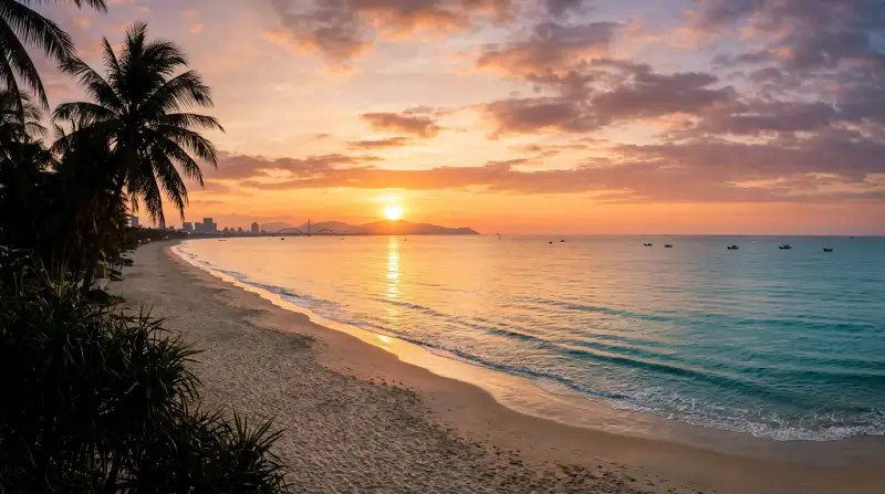 다낭 미케 비치 일출 파노라마