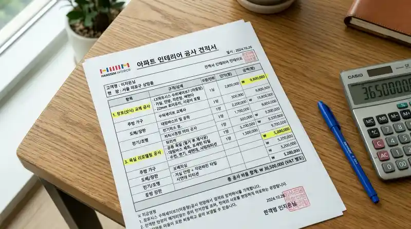 리모델링 견적서 