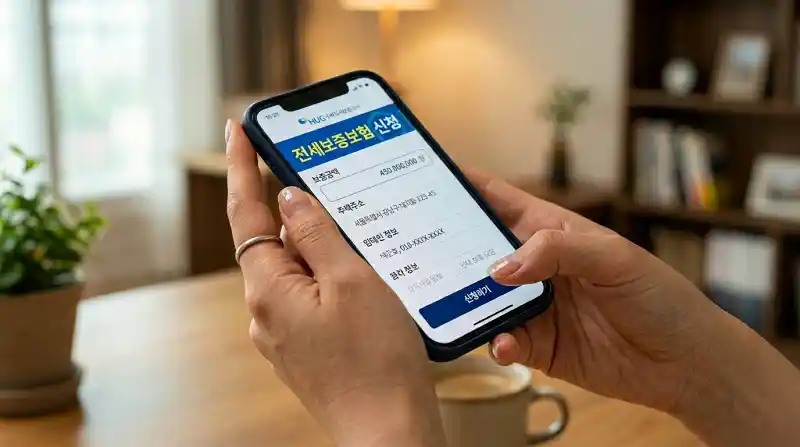 모바일 앱 전세보험 신청 화면