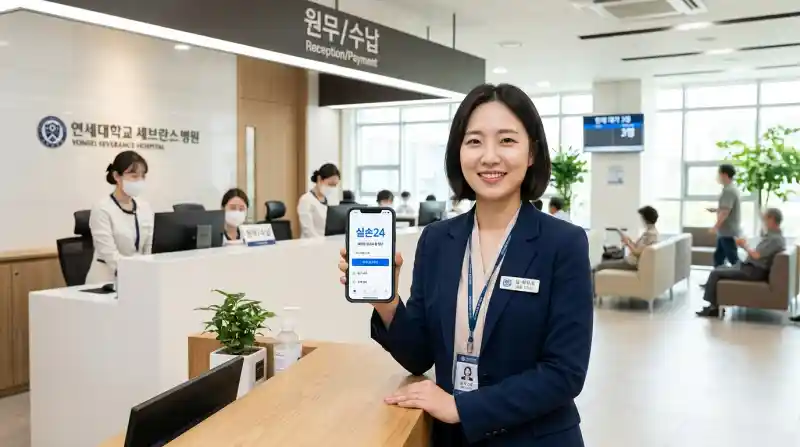 병원에서 실손24 앱 사용 장면