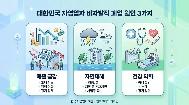  비자발적 폐업 사유 3가지 인포그래픽