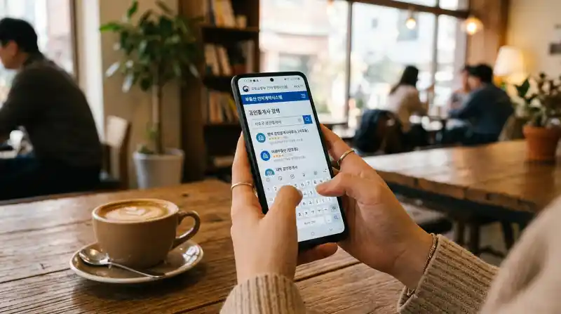 스마트폰으로 공인중개사 검색 중인 화면