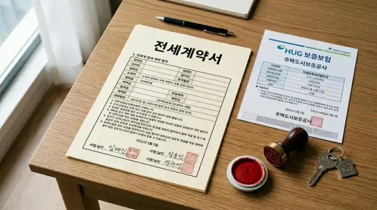 전세계약 서류 플랫레이 사진