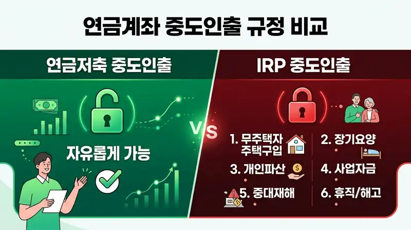 중도인출 규칙 비교 차트