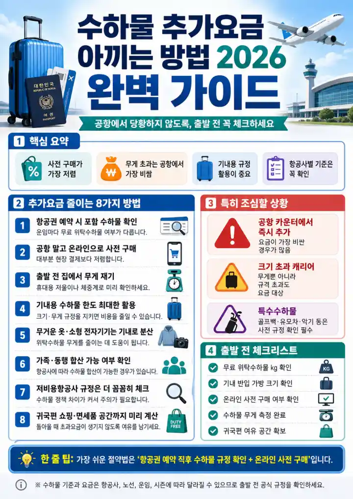 수하물 추가요금 아끼는 방법 2026 완벽 가이드