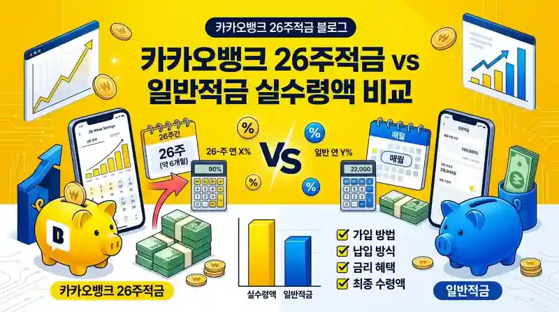 카카오뱅크 26주적금 vs 일반적금, 실수령액 차이