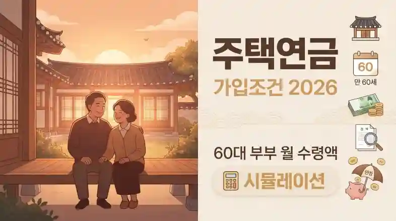주택연금 가입조건 2026 및 60대 부부 월 수령액 시뮬레이션 총정리