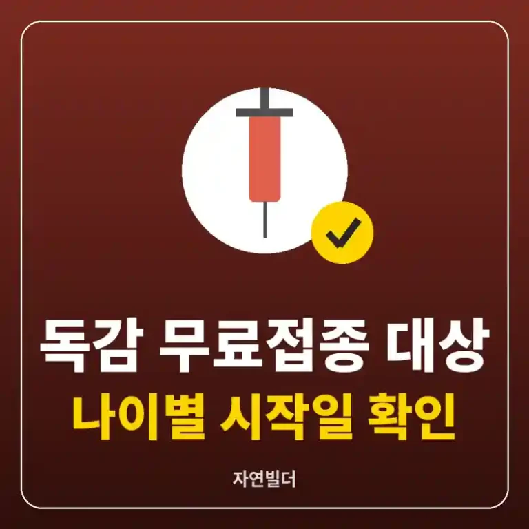 독감 예방접종 무료 대상을 나타내는 주사기와 확인 표시 그림